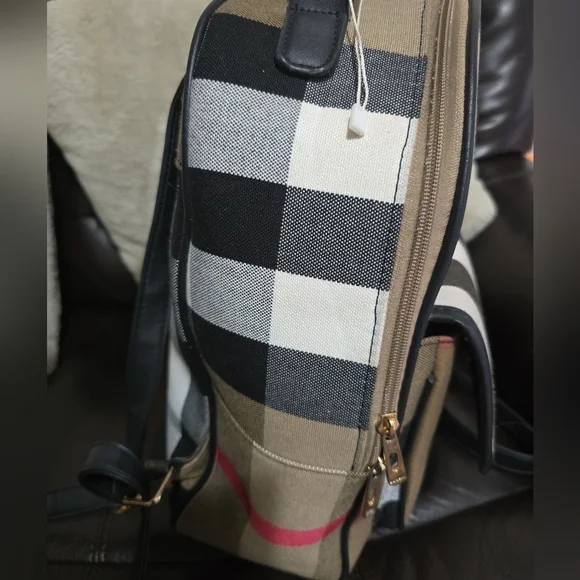 Plaid Designer Backpack - Picture 2 of 8